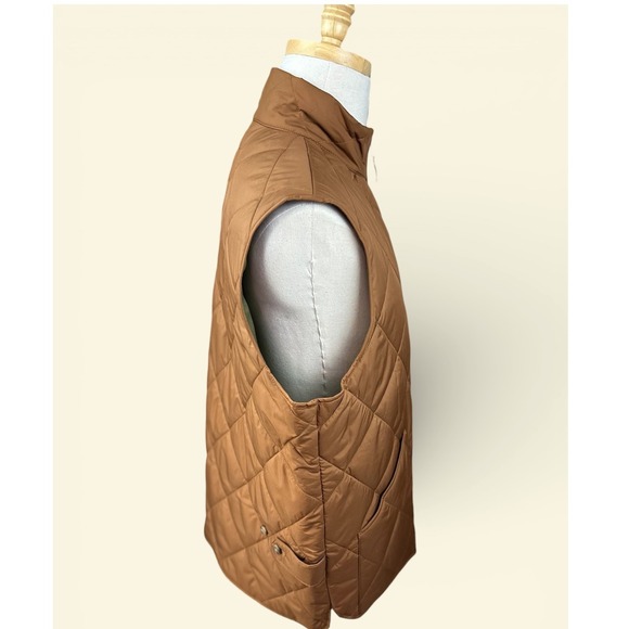 J.Crew NWT SZ LGE Sussex Quilted Vest Mens Brown Diamond Quilt Full Zip Pockets - Picture 6 of 16